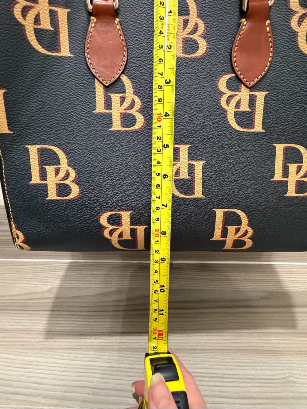 Dooney & Bourke Satchel with Brown Trim and Monogram- Charcoal Grey - Picture 7 of 8